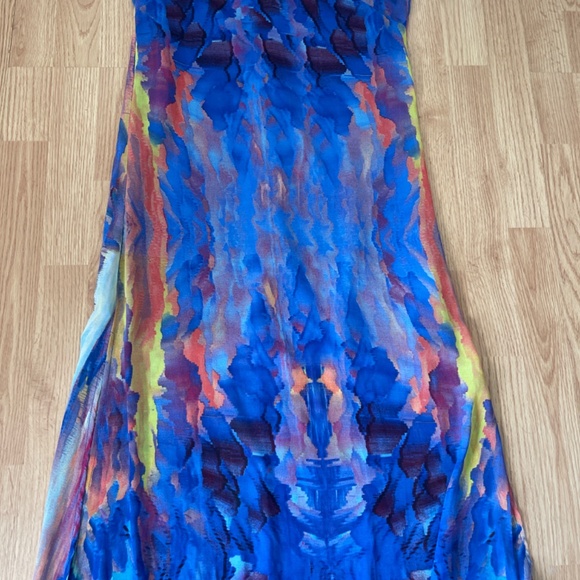 Lulus Flying Watercolors Royal Blue Watercolor Print Sheath Maxi Dress, Size XS - Picture 8 of 14